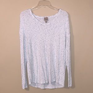 White Sweater With Blue Speckles
